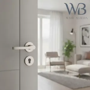 مقبض باب معدني بتصميم انسيابي بسيط