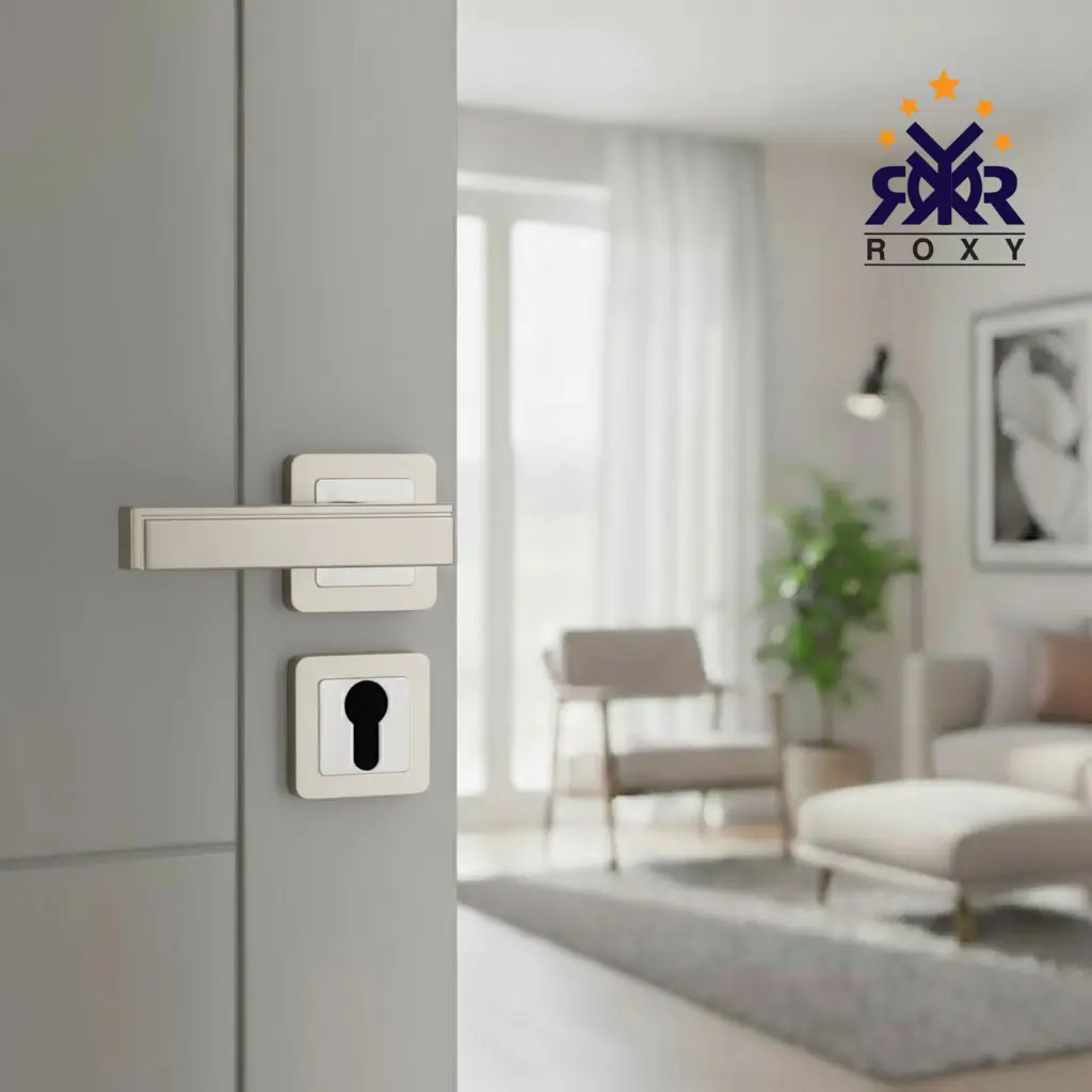 مسكة باب بلون النيكل الفاتح فاتح بتصميم مربع عصري جودة عالية بسعر منافس