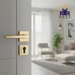 مقبض باب بلون ذهبي بتصميم مستقيم وجودة عالية