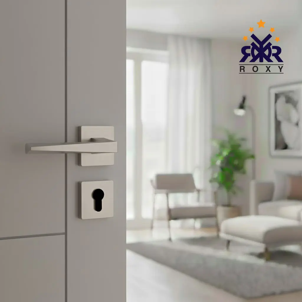 مسكة باب بلون النيكل ساتان بتصميم مستقيم عصري وجودة عالية