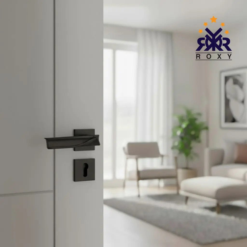 مسكة باب بلون الأسود مطفي بتصميم انسيابي عصري ذات الجودة العالية و السعر المناسب