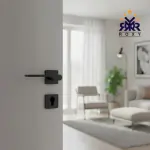 مقبض باب بلون أسود مطفي بتصميم منحني أنيق وجودة عالية