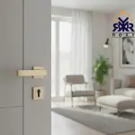 مسكة باب بلون الذهبي فاتح بتصميم مربع عصري وجودة عالية