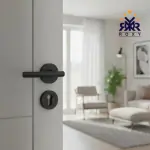 مقبض باب أسود مطفي بتصميم دائري بسيط بسعر منافس