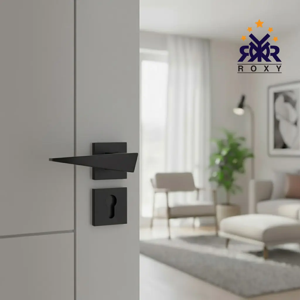 مقبض باب أسود مطفي بتصميم مائل جودة عالية وسعر مناسب