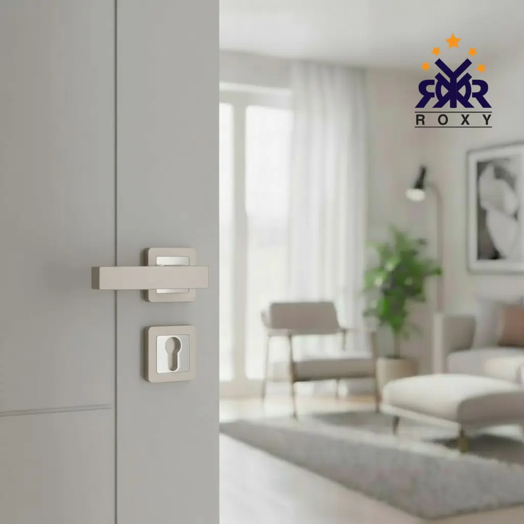 مقبض باب نيكل فاتح بتصميم مستطيل أنيق