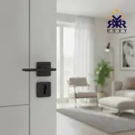 مقبض باب أسود مطفي بتصميم عصري مستطيل