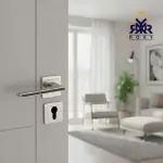 مقبض باب فضي مطفي مع خط اسود  – تصميم عصري