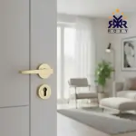 مقبض باب ذهبي بتصميم عصري مطفأ