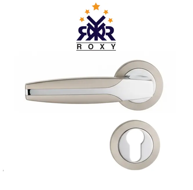 مقبض باب معدني بتصميم مزدوج لامع