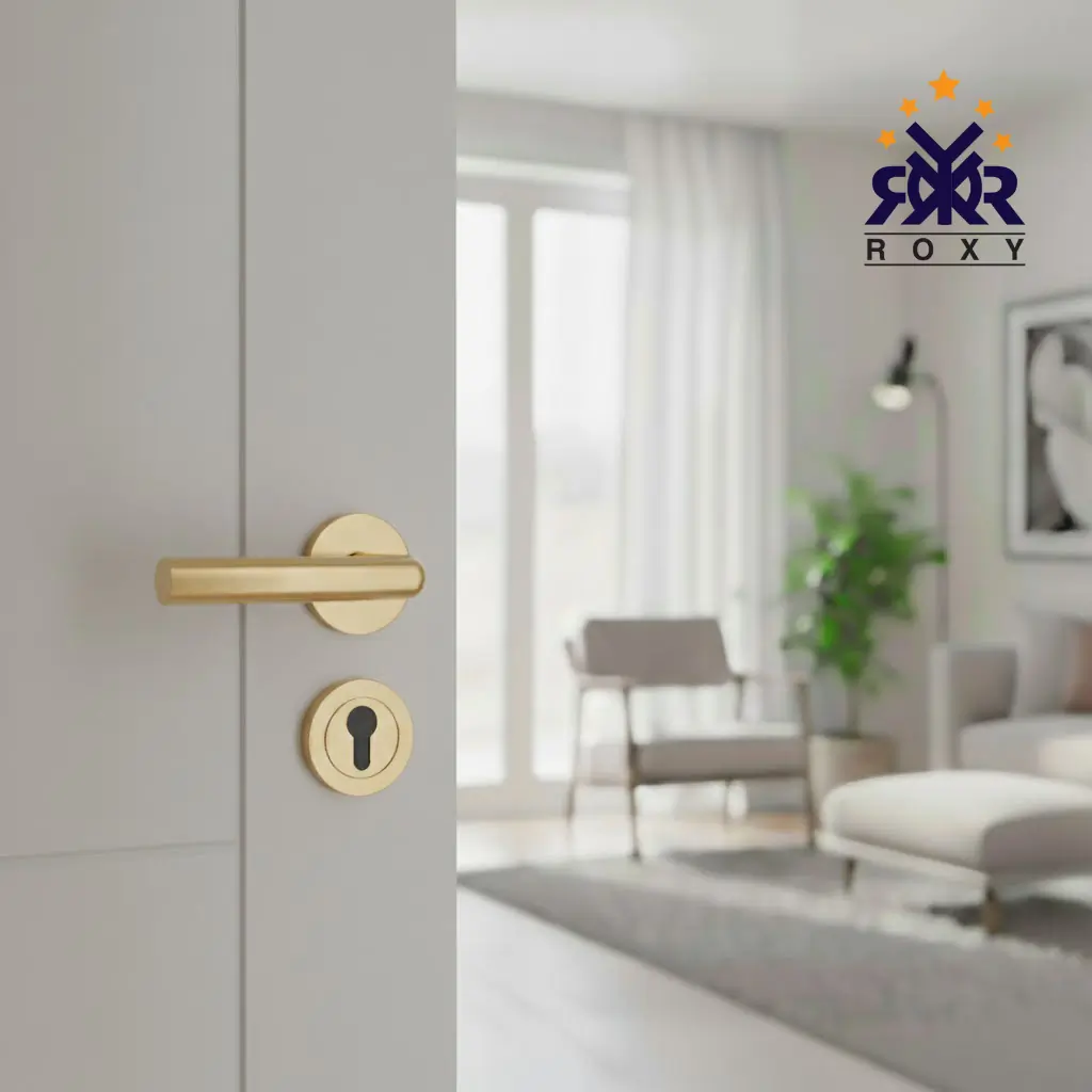 مقبض باب ذهبي اسطواني فاخر