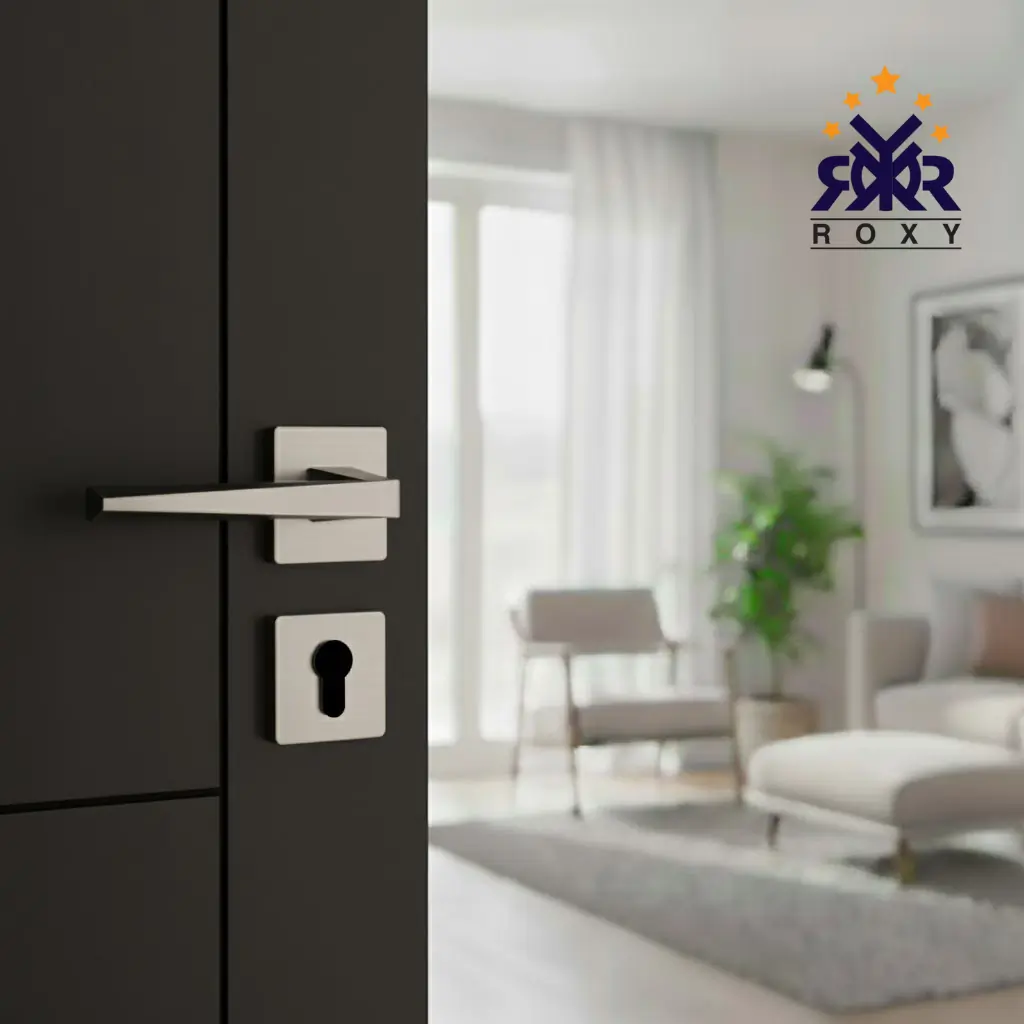 مسكة باب بلون النيكل ساتان بتصميم مستقيم عصري وجودة عالية