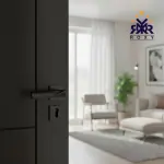 مسكة باب بلون الأسود مطفي بتصميم انسيابي عصري ذات الجودة العالية و السعر المناسب