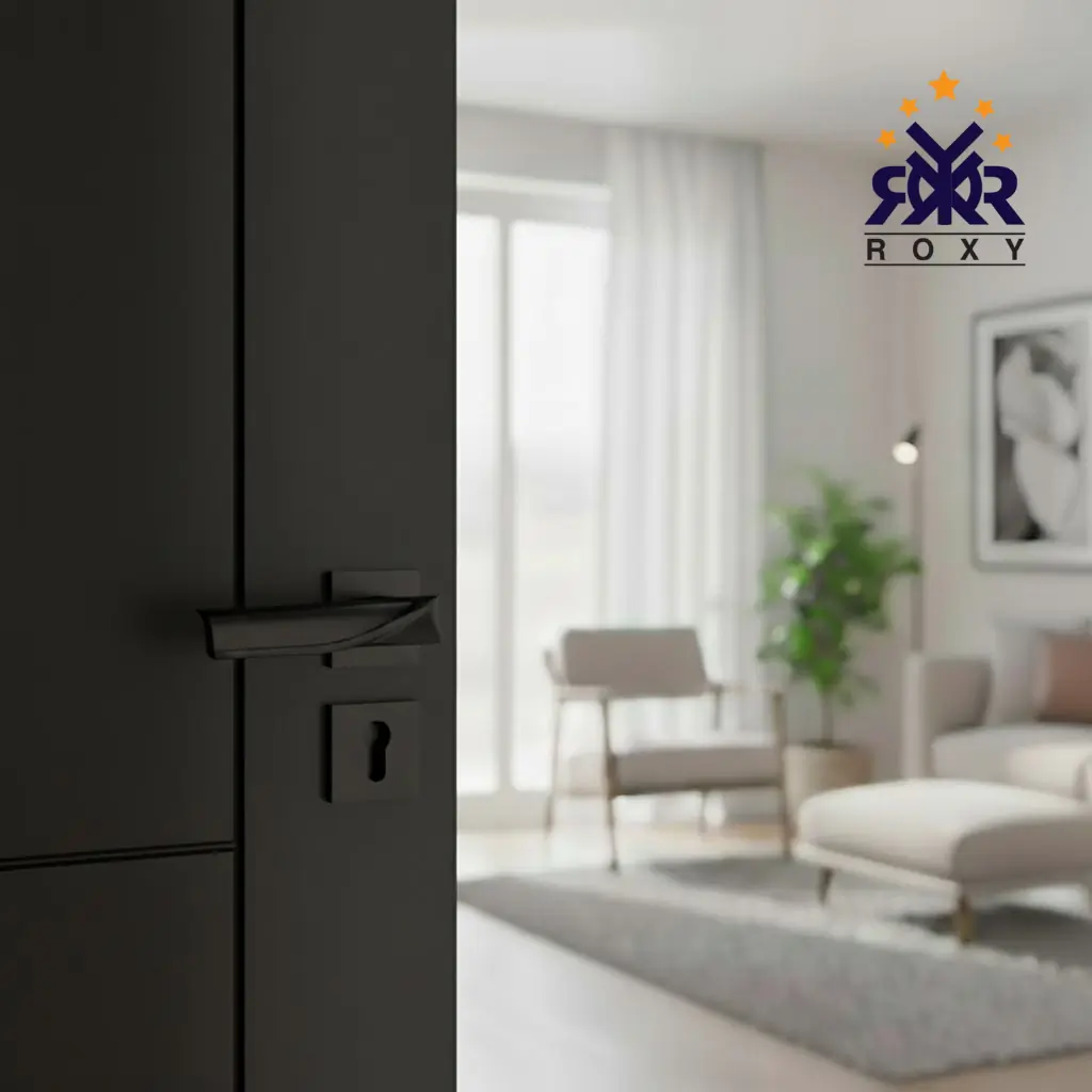 مسكة باب بلون الأسود مطفي بتصميم انسيابي عصري ذات الجودة العالية و السعر المناسب