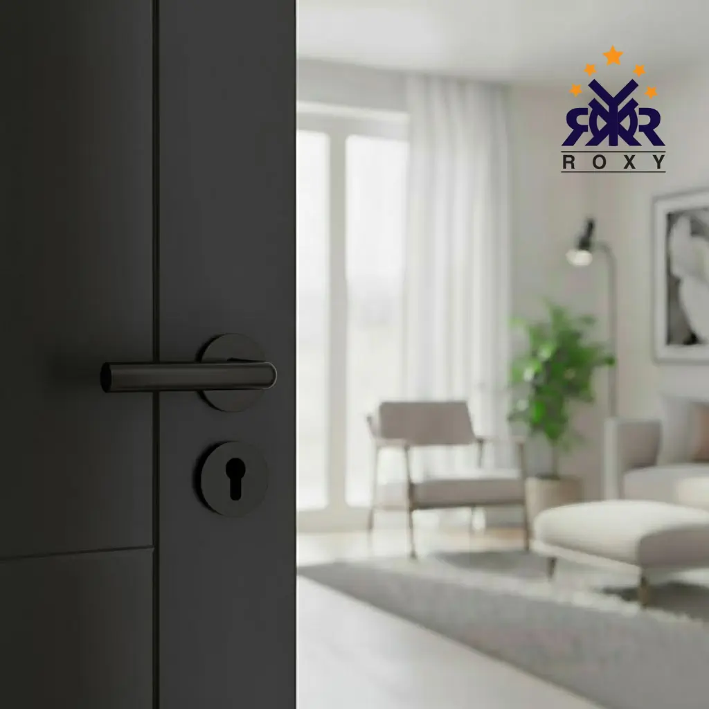 مقبض باب بلون الأسود مطفي بتصميم دائري عصري وسعر منافس