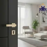 مسكة باب بلون الذهبي فاتح بتصميم مربع عصري وجودة عالية