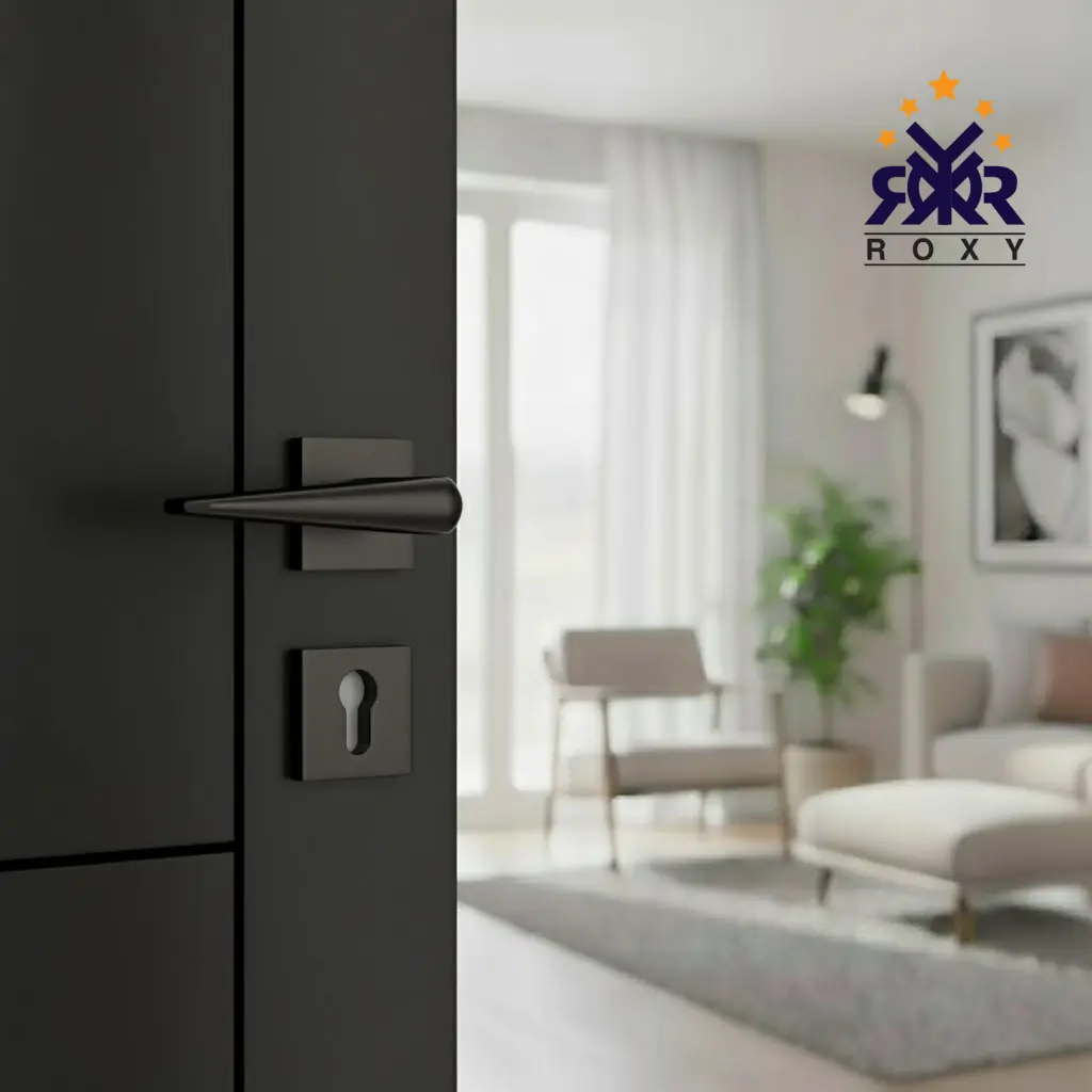 مقبض باب أسود مطفي بانحناءة جذابة وجودة عالية