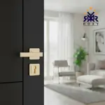 مقبض باب ذهبي مطفي بتصميم مستطيل عصري وجودة عالية