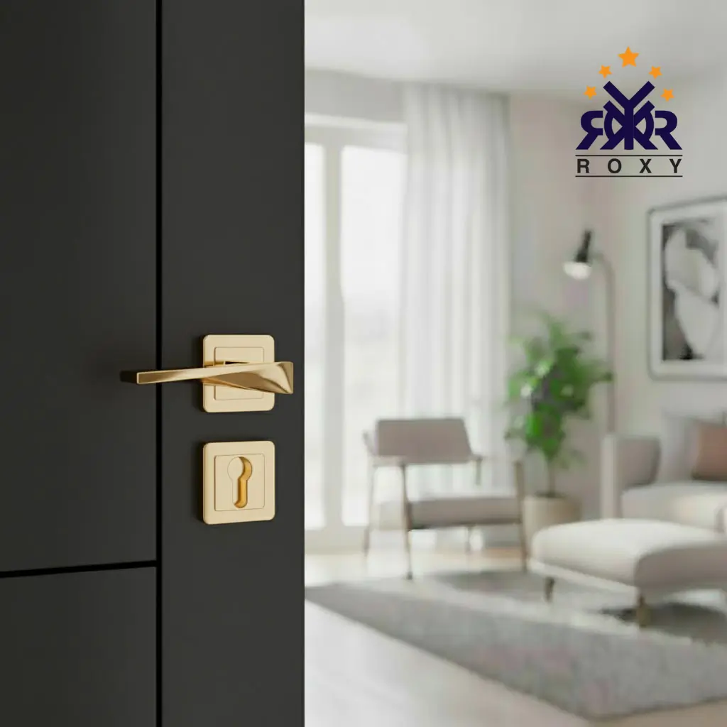 مقبض باب ذهبي فاخر بتصميم منحني أنيق