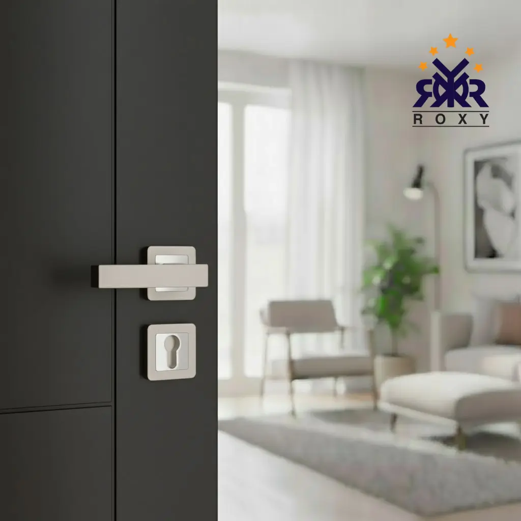 مقبض باب نيكل فاتح بتصميم مستطيل أنيق