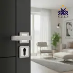 مقبض باب سيلفر بتصميم مستطيل بلمسة كروم