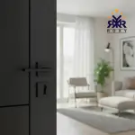 مقبض باب أسود مطفي بتصميم عصري مستطيل