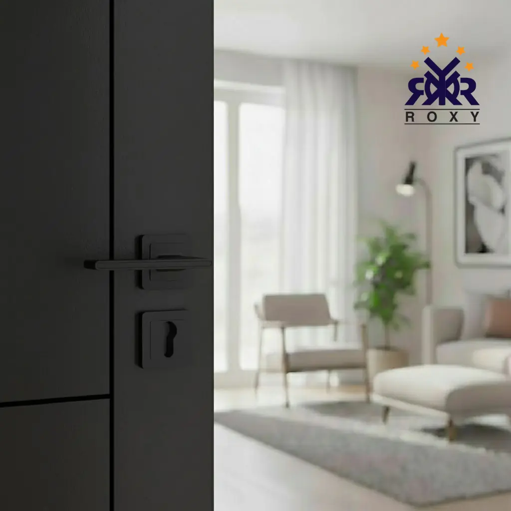 مقبض باب أسود مطفي بتصميم عصري مستطيل