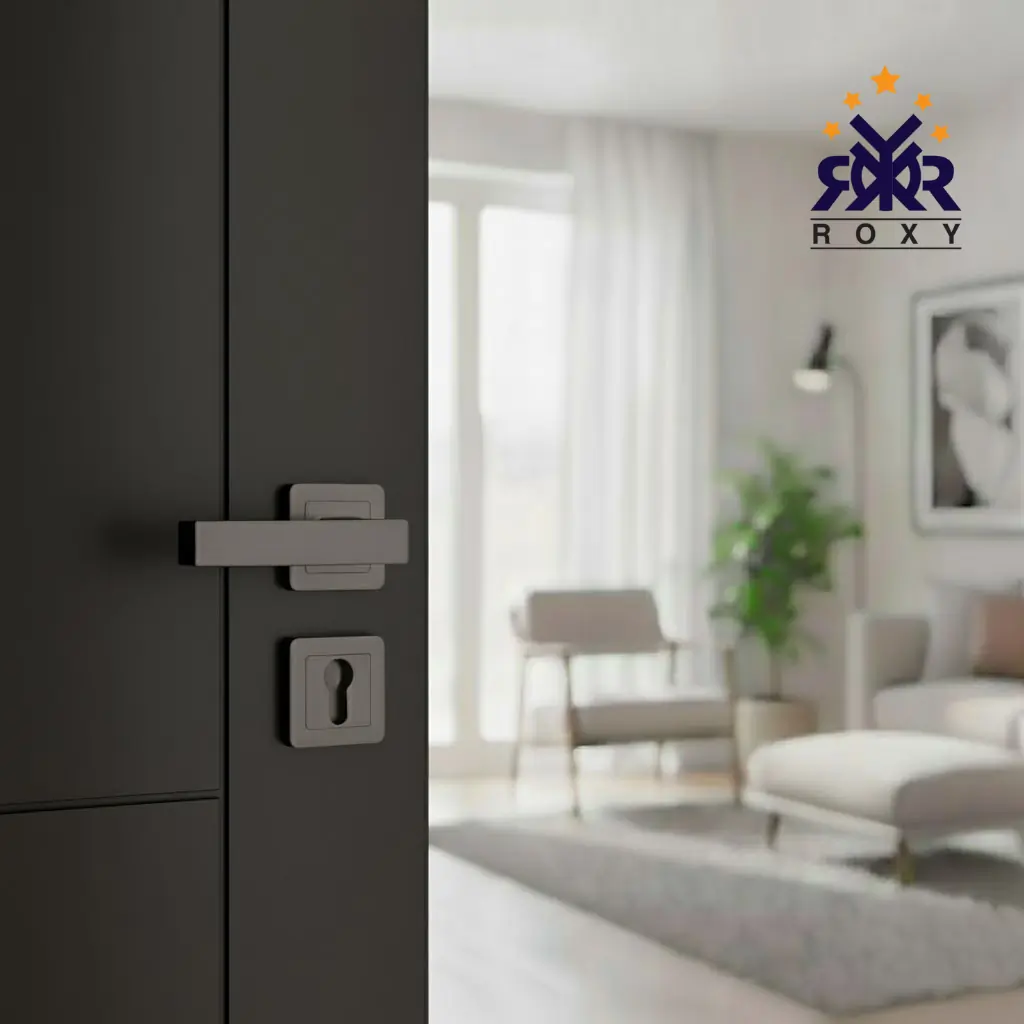 مقبض باب برنزي مطفي بتصميم مستطيل عريض