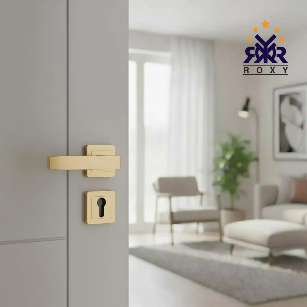 مقبض باب ذهبي بتصميم مستطيل فاخر