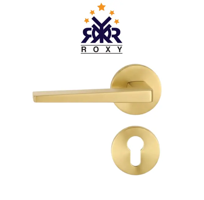 مقبض باب ذهبي بتصميم عصري مطفأ