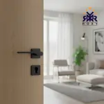 مقبض باب بلون أسود مطفي بتصميم منحني أنيق وجودة عالية