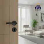 مقبض باب بلون الأسود مطفي بتصميم دائري عصري وسعر منافس