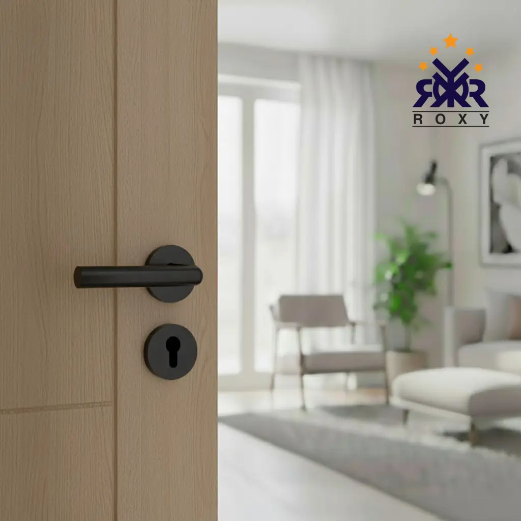 مقبض باب بلون الأسود مطفي بتصميم دائري عصري وسعر منافس