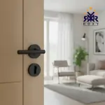 مقبض باب أسود مطفي بتصميم دائري بسيط بسعر منافس