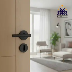 مقبض باب أسود مطفي بتصميم دائري بسيط بسعر منافس