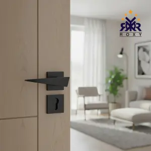 مقبض باب أسود مطفي بتصميم مائل جودة عالية وسعر مناسب