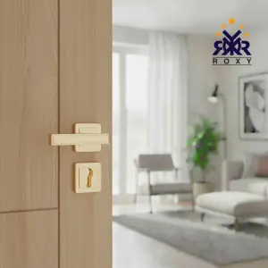 مقبض باب ذهبي مطفي بتصميم مستطيل عصري وجودة عالية