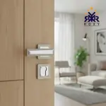 مقبض باب سيلفر كروم بتصميم مستطيل مزدوج اللمعة