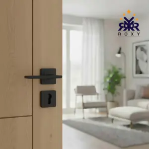 مقبض باب أسود مطفي بتصميم عصري مستطيل