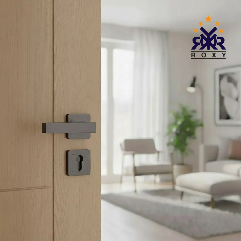 مقبض باب برنزي مطفي بتصميم مستطيل عريض