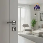 مقبض باب أسود بحواف فضية فاخرة