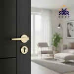 مقبض باب ذهبي بتصميم عصري مطفأ