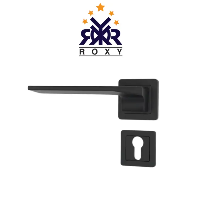 مقبض باب ROXY – تصميم هندسي بسيط باللون الأسود المطفأ