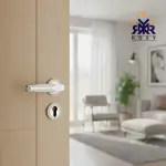 مقبض باب معدني بتصميم مزدوج لامع