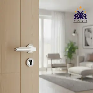 مقبض باب معدني بتصميم مزدوج لامع