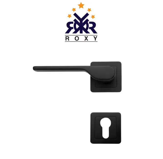 مقبض باب بلون أسود مطفي بتصميم منحني أنيق وجودة عالية