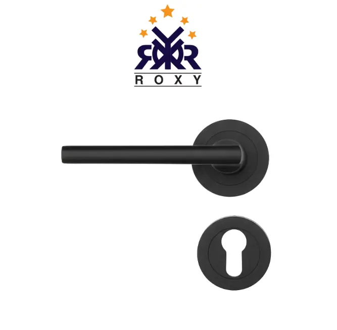 مقبض باب أسود مطفي بتصميم دائري بسيط بسعر منافس