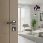 مقبض باب أسود بحواف فضية فاخرة