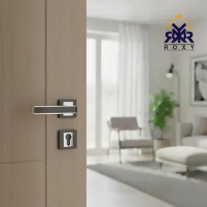 مقبض باب أسود بحواف فضية فاخرة