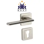 مقبض باب فضي مطفي مع خط اسود  – تصميم عصري